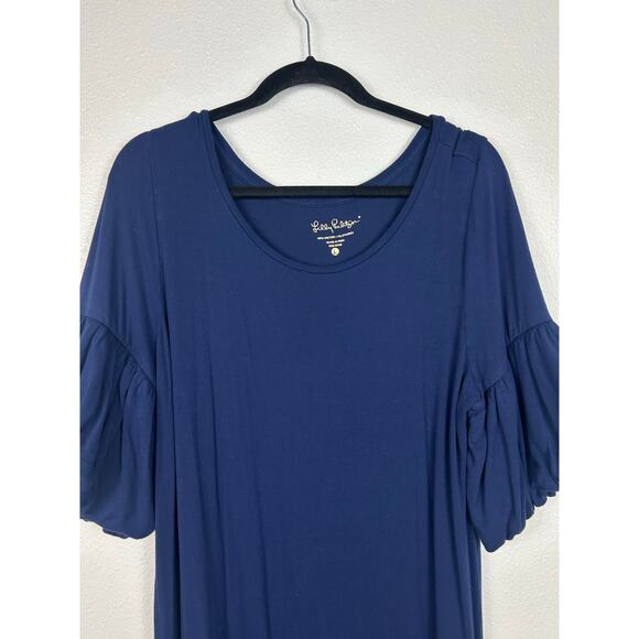 Lilly Pulitzer Lindell Jersey Knit Dress Navy Blue Sz Large Preppy Coastal - Picture 5 of 8